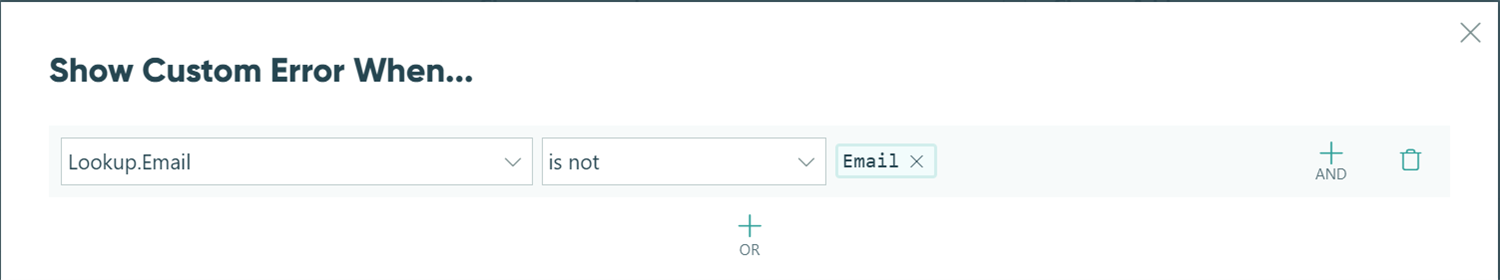 Setting a custom error message