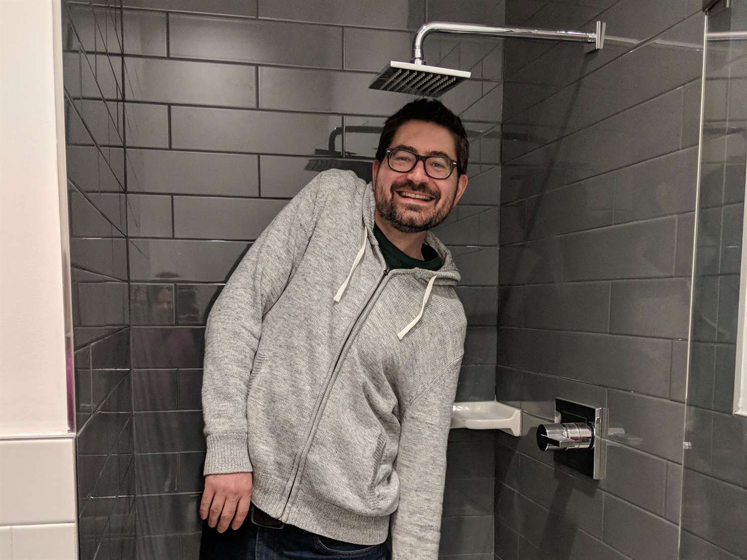 Best of all, the bathrooms come equipped with showers (though not quite Tyler-sized)!
