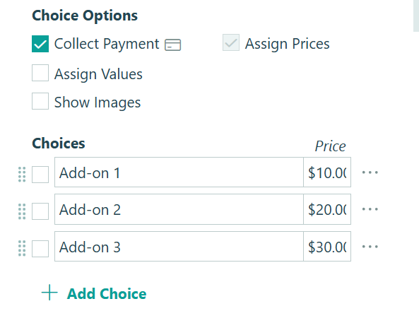 Enable Collect Payment for add-ons.