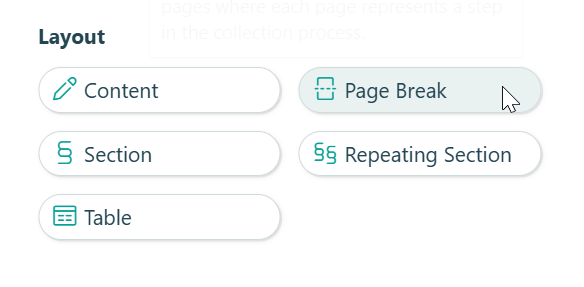 Find the Page Break field in the Layout section in the Add Field menu.