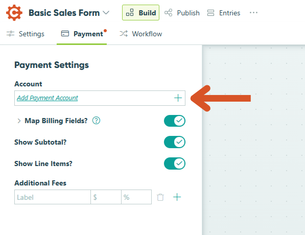 Adding a payment account in Cognito Forms