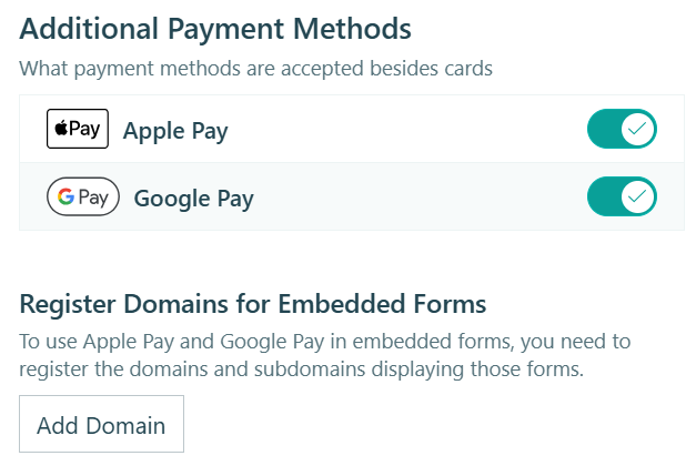 Cognito Pay supports Apple Pay and Google Pay.