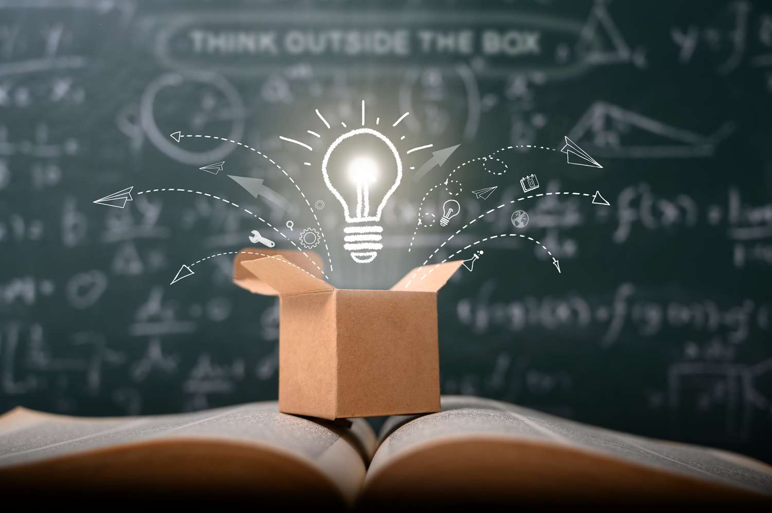 education ideas with bulb in box