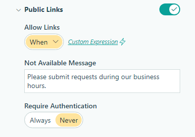 Set a custom error message when a form is not available.