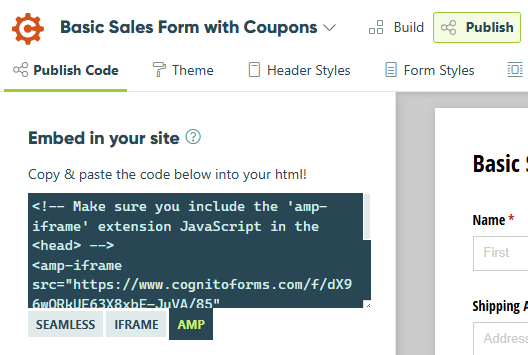 AMP embed option is fully responsive.