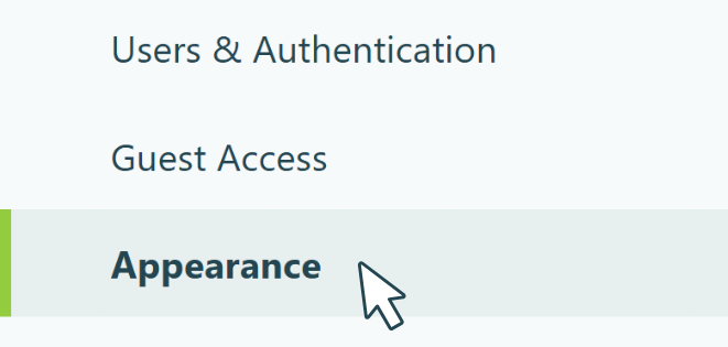 Screenshot of a cursor clicking on the Appearance tab settings in Cognito Forms