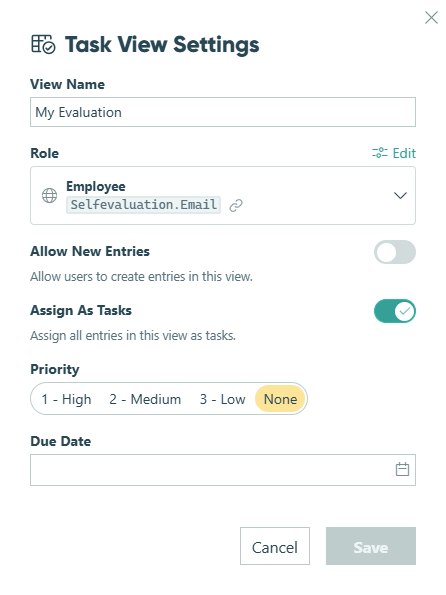 Create a new Task View in the public role.