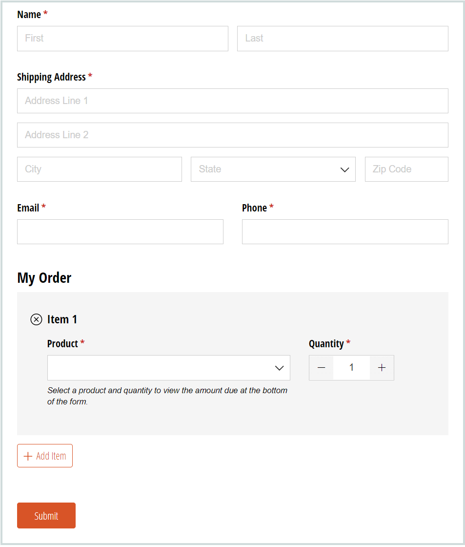 Basic Sales Form.