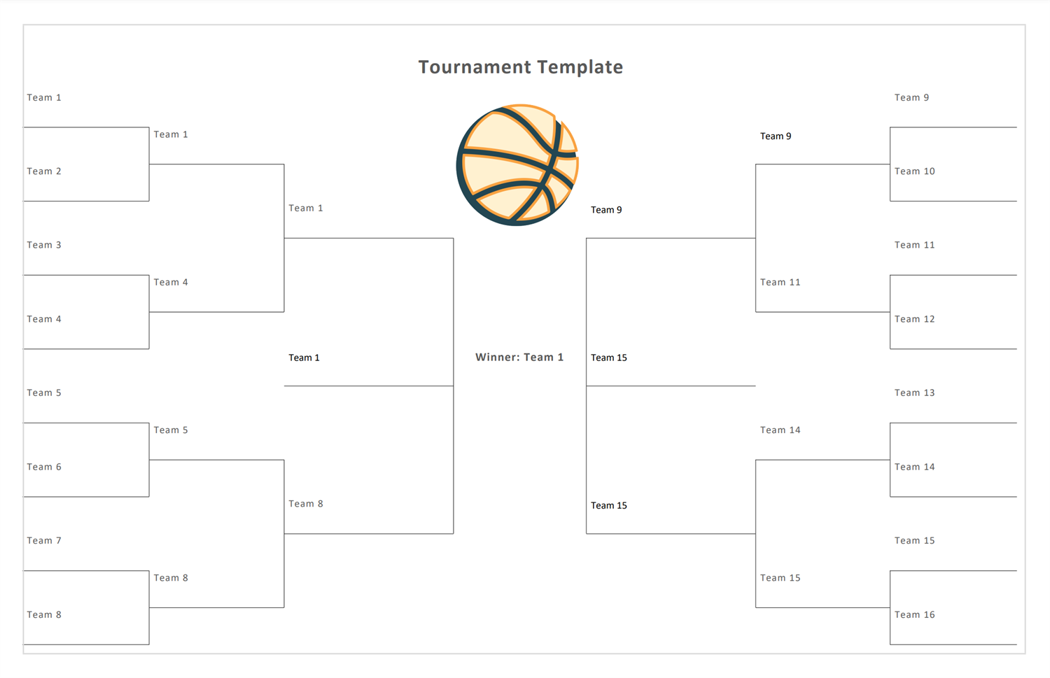 Basketball tournament bracket template