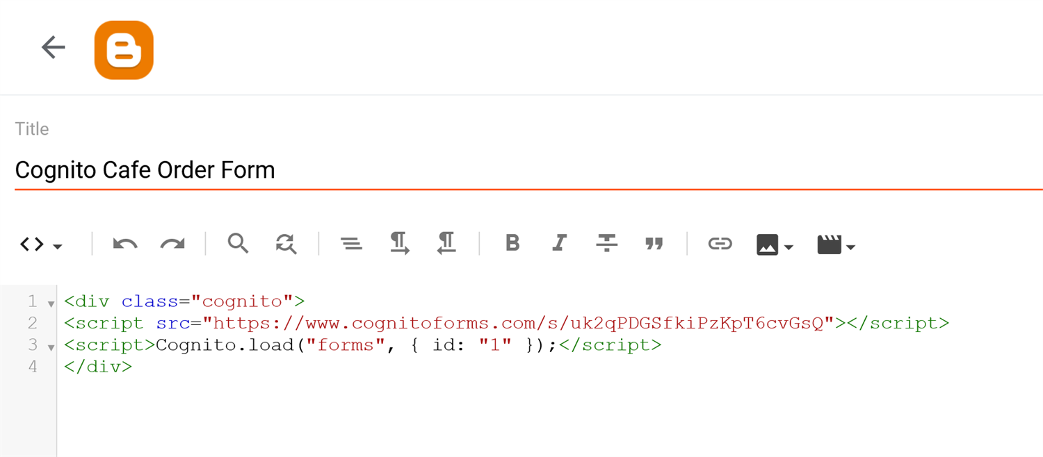 Blogger HTML editor