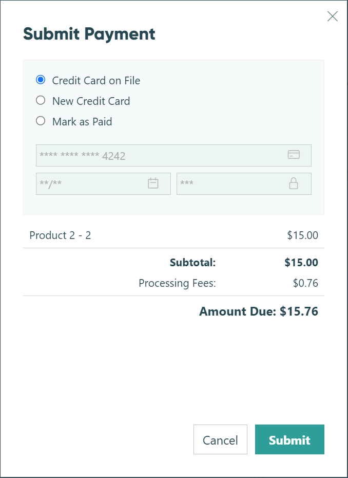 Using a payment vendor to keep a card on file.