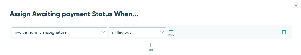 Conditionally trigger the Awaiting payment status.