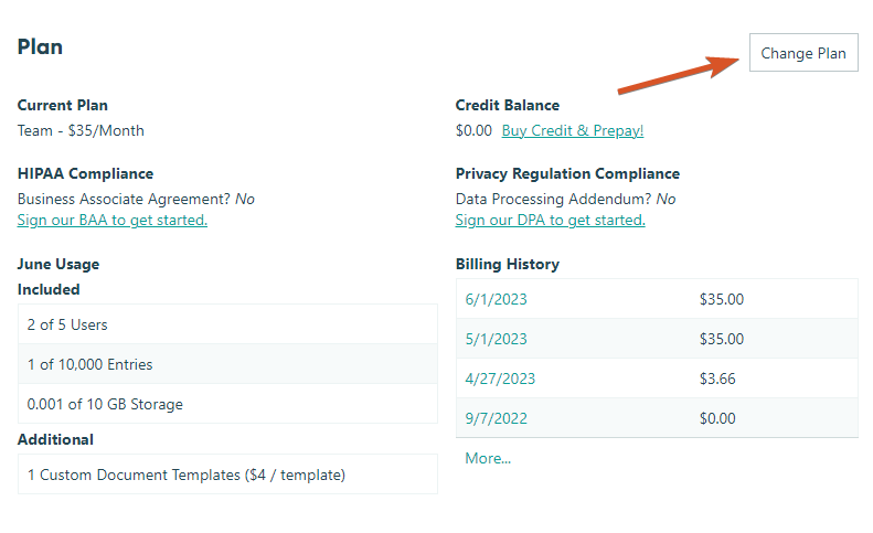 How to change your monthly subscription plan in Cognito Forms.
