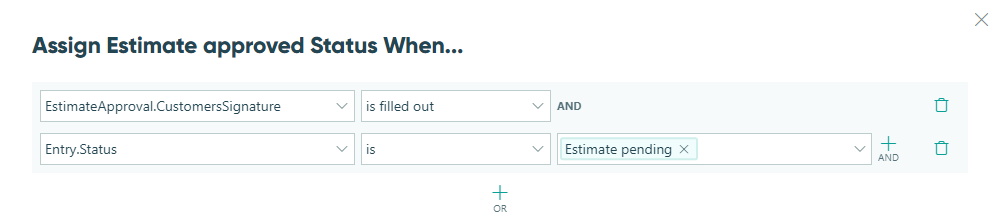 Conditionally trigger the Estimate approved status.