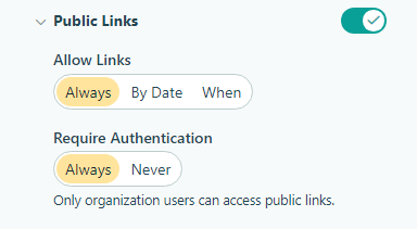 Setting public links to always require authentication