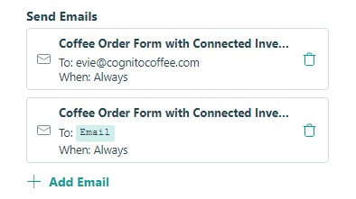 How to set up email notifications using the Action Settings.