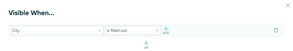 The location field conditionally appears when the city field is filled out.