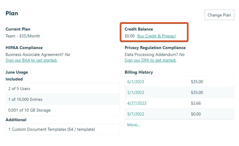 Select the Buy Credit & Prepay! link.