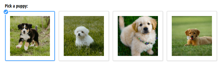 Display choices as clickable cards arranged in a grid layout.