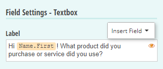 Text piping textbox field settings.