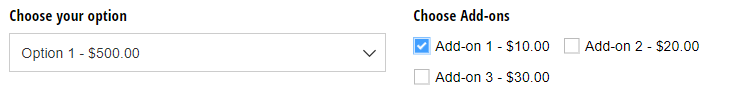 Our examples includes two Choice fields for the customer to select from.