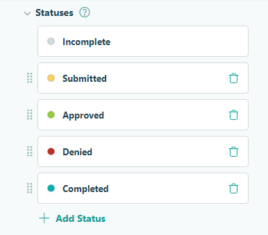Statuses involved in an Expense Report.