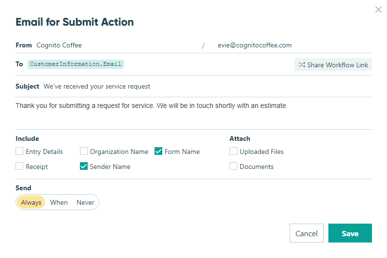 Send a confirmation email to the customer.