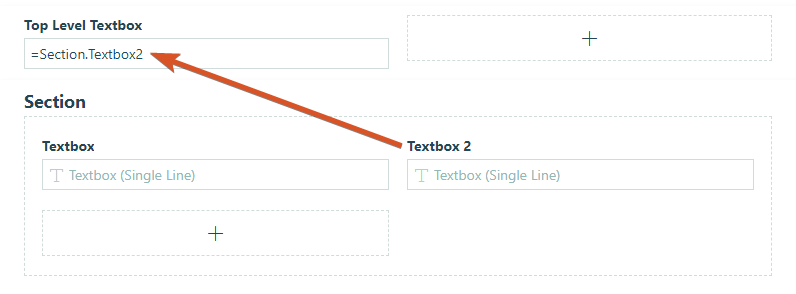 Form values targeted outside their section