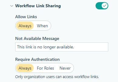 How to enable authentication for workflow links