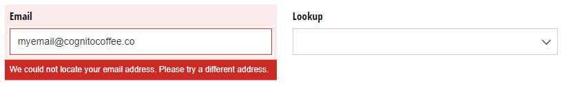 Display a custom error when the email addresses don't match.