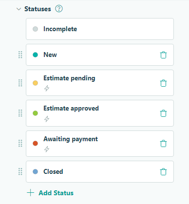 Custom entry statuses in the Workflow menu.