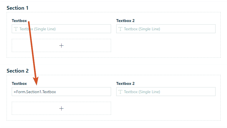 Pulling a field value from one section to another