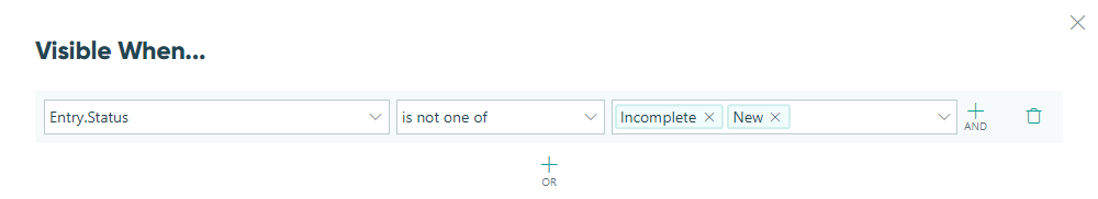 Show this field when the entry status is not Incomplete or New.