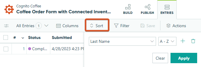 How to sort entries by last name.