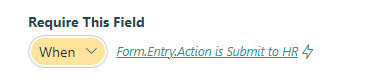 Require fields when Submit to HR action is performed.