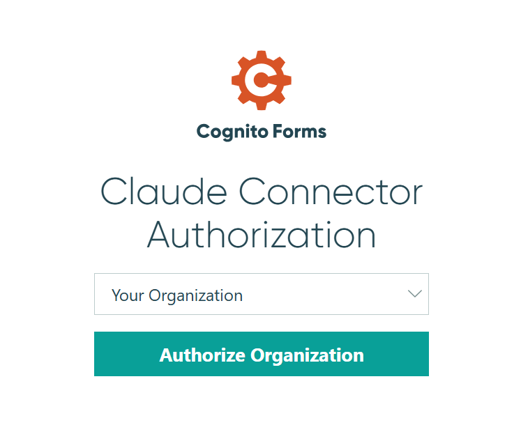 Authorize the Claude Connector with your Cognito Forms organization.