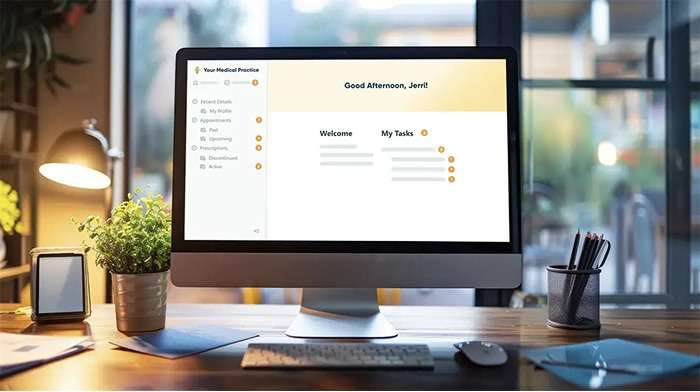 image of a client portal on computer
