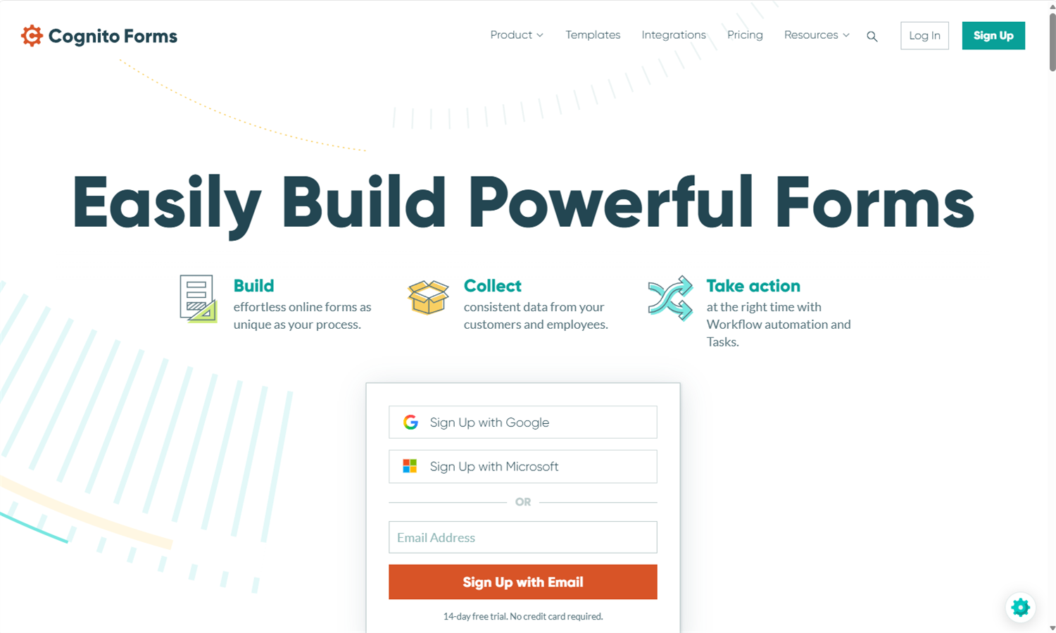 cognito forms homepage screenshot