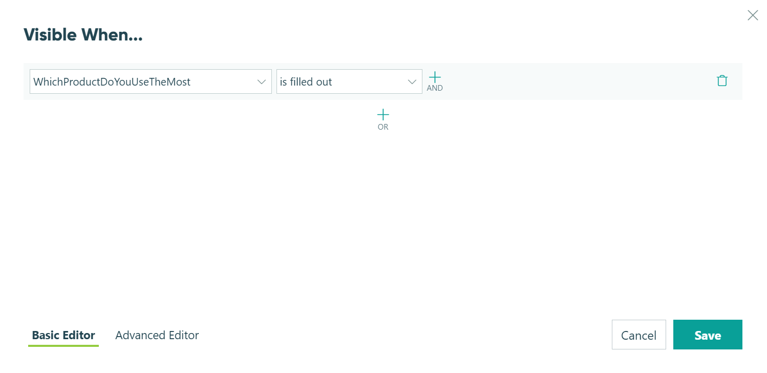Conditional logic builder.