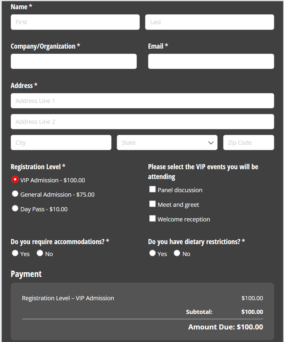 Conference Registration Form.