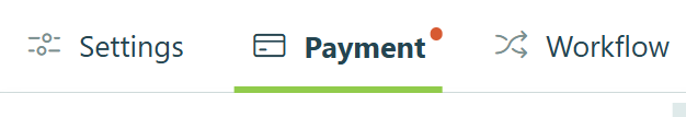 Screenshot of the Payment tab selected on the Cognito Forms build page