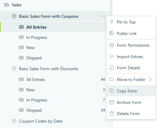 How to duplicate a form.