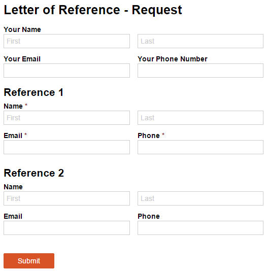 Letter of reference request form.