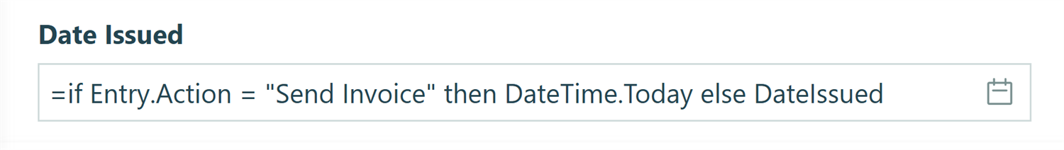 Screenshot of the default value in a Date field to automatically set today's date