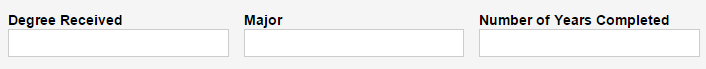 Group of text boxes together in the same row.