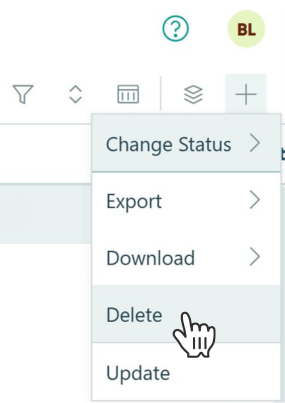 screenshot of a cursor hovering over the delete button on the entries page in Cognito Forms