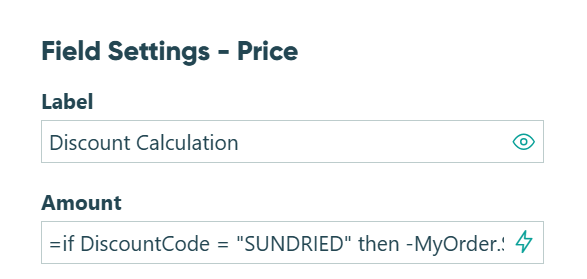 Use a Price field to calculate the discount.