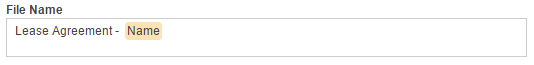 Insert name field data into the file name.