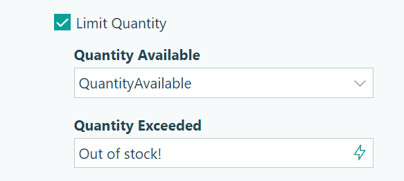 Limit Quantity option.