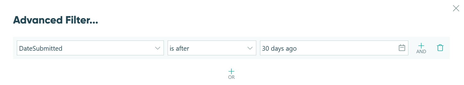 Filter entries by the date submitted.
